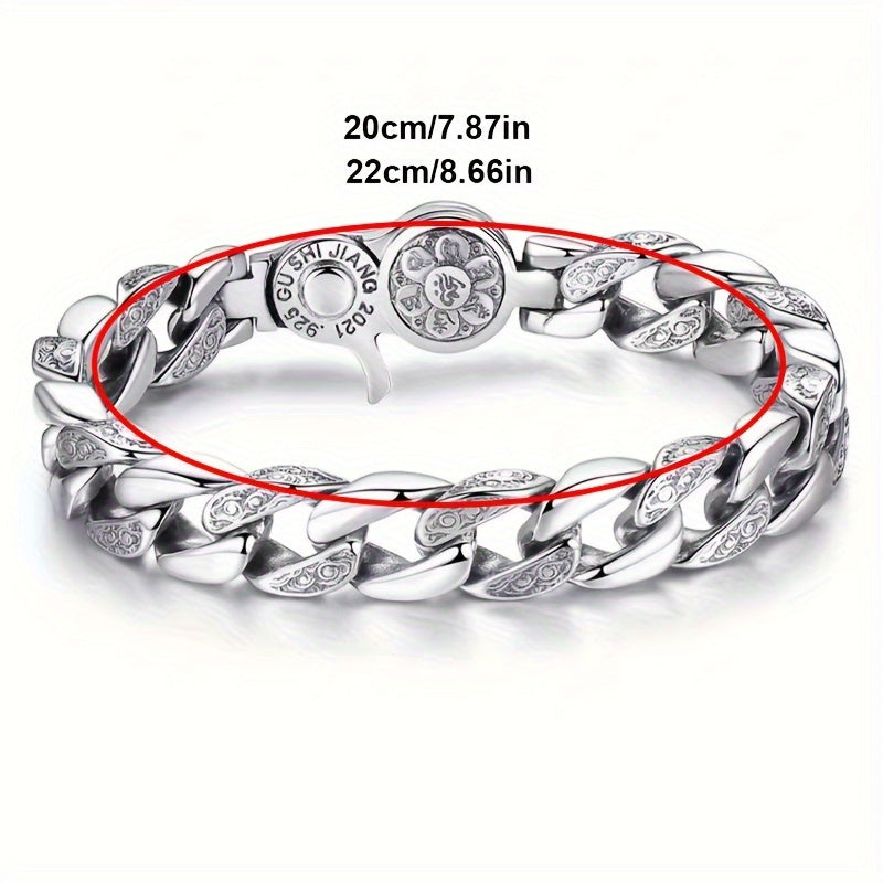 Bracelet homme en argent sterling 925 – Design à maillons classique, disponible en 3 tailles : 18 cm, 20 cm, 22 cm. Bijou à porter au quotidien, idéal comme cadeau pour hommes, famille et amis.