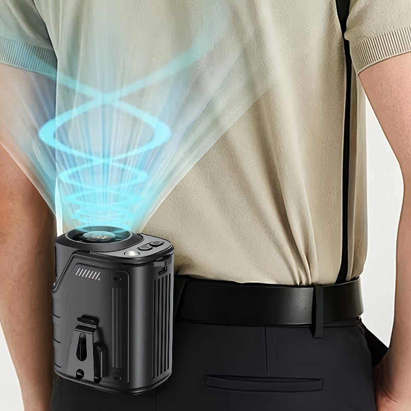 Ventilateur de taille 4-en-1 avec lampe torche, batterie externe et ventilateur de cou – Ventilateur de ceinture portable rechargeable pour l'extérieur, longue autonomie, 3 couleurs, disponible à l'unité et en lot de 2