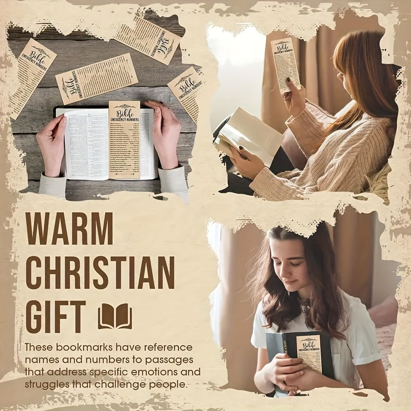 Lot de 50 marque-pages bibliques – Marque-pages en papier kraft avec versets inspirants pour l'église, fournitures d'école du dimanche, école biblique de vacances, cadeaux religieux et petits cadeaux de Noël chrétiens