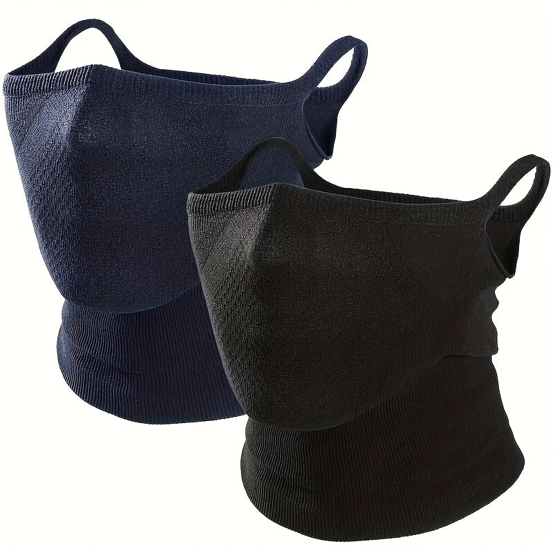 Lot de 2 masques demi-visage et cache-cou géométriques respirants pour hommes et femmes – Design unisexe avec crochets d'oreilles pour le vélo, la randonnée, la course, le ski et le cosplay, tour de cou pour sport en plein air