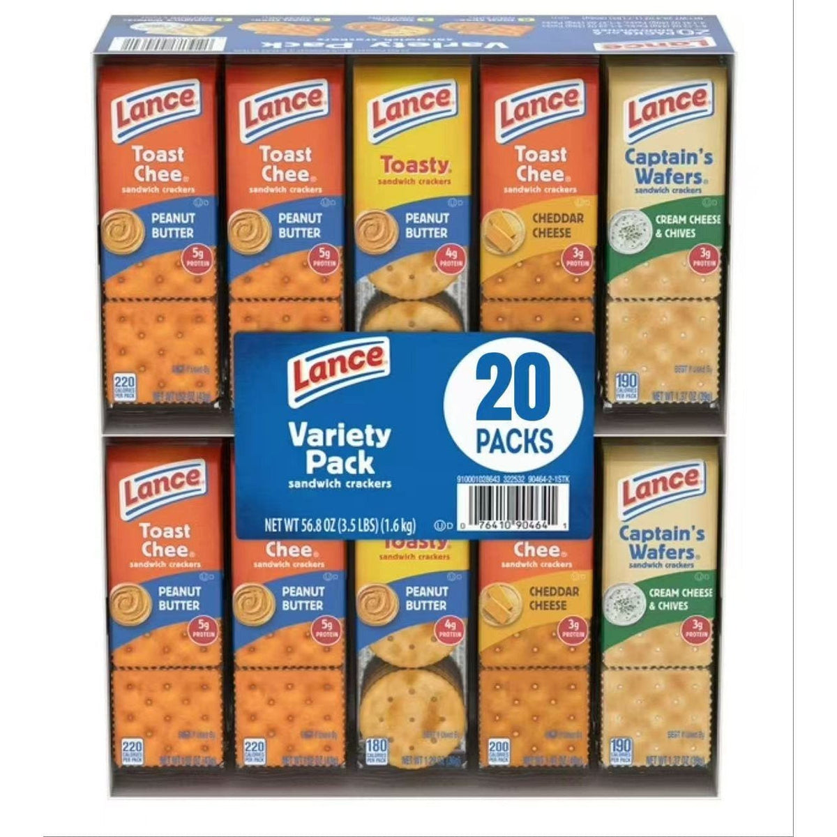 Assortiment de crackers sandwichs Lance, beurre de cacahuète et fromage, saveurs classiques, paquet de 20 ou 40 snacks