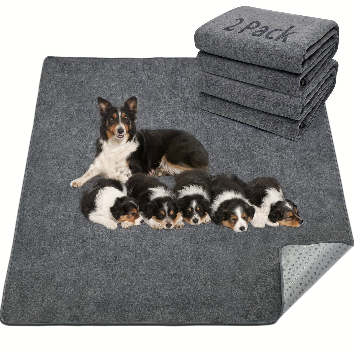Lot de 2 tapis de propreté lavables pour chien – Alèses réutilisables à 4 couches, ultra-absorbantes et antidérapantes pour chiots, mises bas, éducation, cage, parc et voyage, tailles multiples, toutes races
