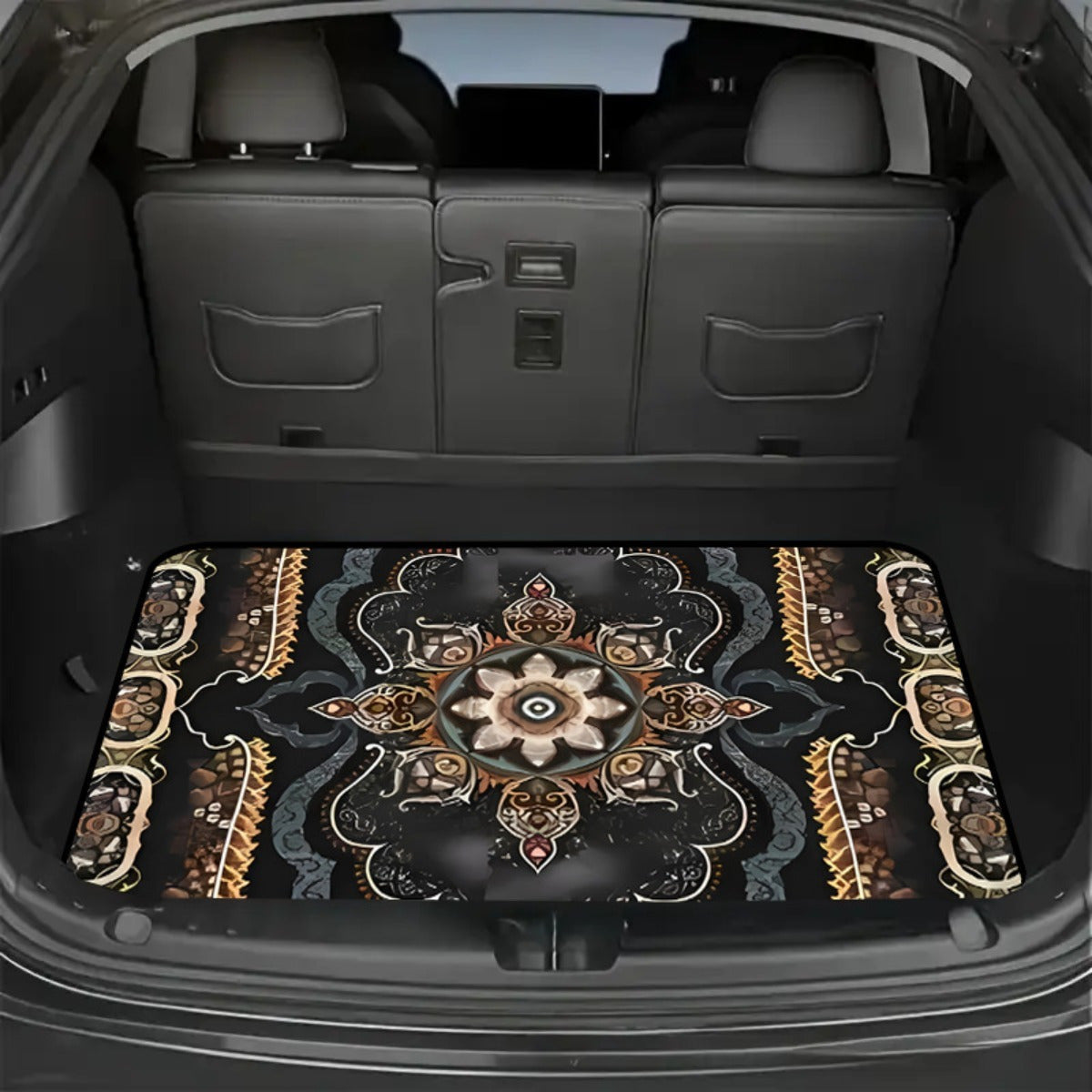 Tapis de coffre pour voiture – Revêtement de chargement antidérapant et imperméable avec motifs uniques, protection intérieure de véhicule durable contre la saleté, les déversements et les rayures, ajustement universel
