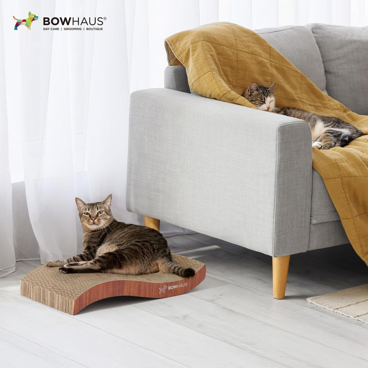 CAPHAUS Griffoir et transat réversible pour chat – Grand tapis à griffer en carton haute densité à 5 couches, 43 x 21,6 cm, protège les meubles, convient aux foyers avec plusieurs chats et aux races de grande taille