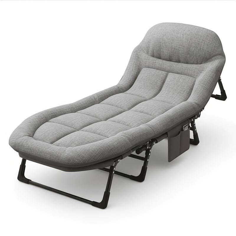 Lit de camp XL avec appui-tête intégré et matelas amovible – Lit pliant portable de 180 cm, cadre robuste pour adultes – pour le camping, lit d'appoint, voyage et pique-nique