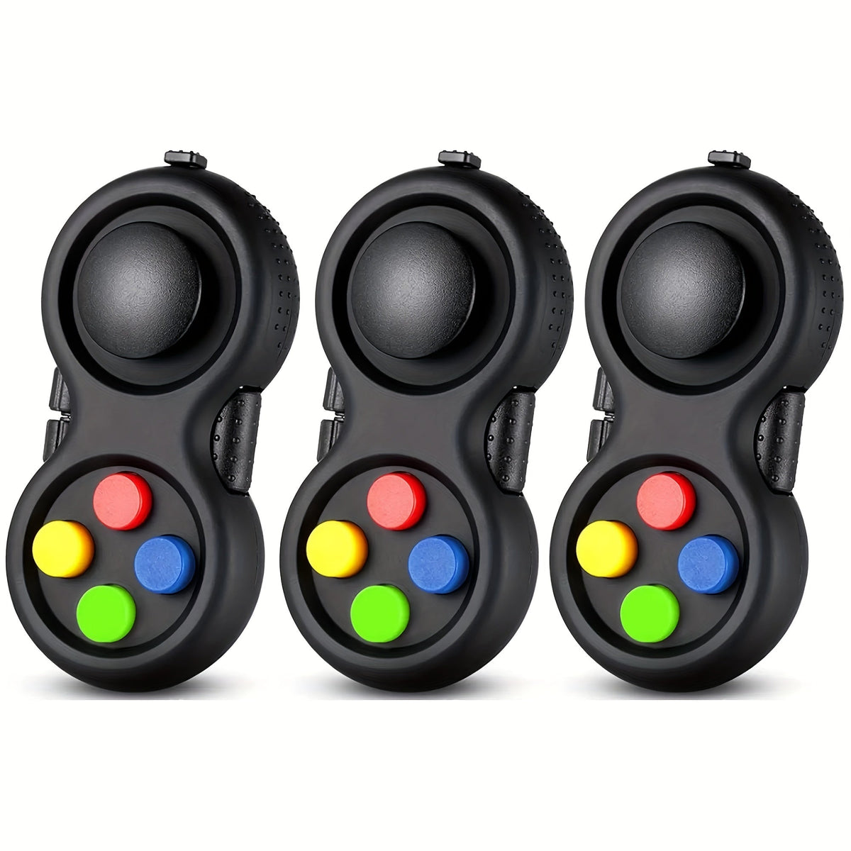Lot de 3 manettes anti-stress - Manette rétro avec 8 fonctions de manipulation, jouet anti-stress et anti-anxiété pour enfants, adolescents et adultes, outil sensoriel TDAH, activité sans écran, choix de couleurs multiples
