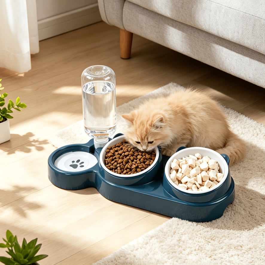 Ensemble de bols pour animaux inclinés et antidérapants – Conception ergonomique inclinée pour chats et chiens, sans pile, favorise une posture saine, station de nourriture et d'eau facile à nettoyer pour animaux d'intérieur