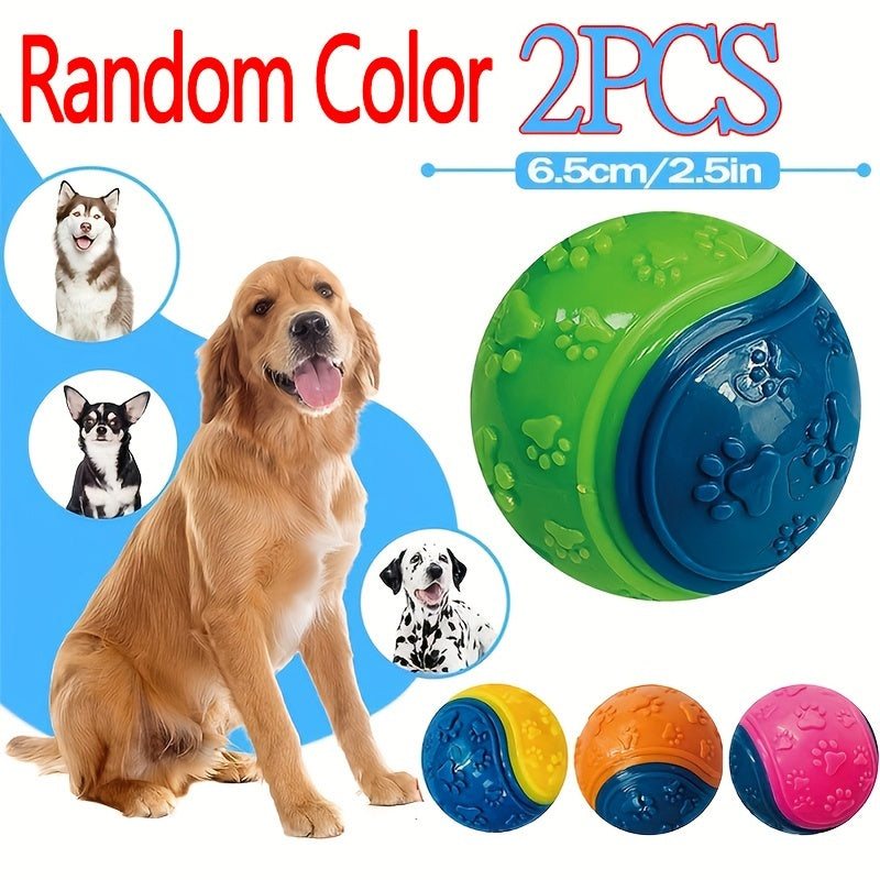 Lot de 2 balles couinantes pour chien - Jouets à mâcher en caoutchouc TPR souple pour la santé dentaire et le dressage, jouet interactif durable pour toutes les races, ensemble de balles sonores pour jeux de rapport pour chiots et chiens adultes