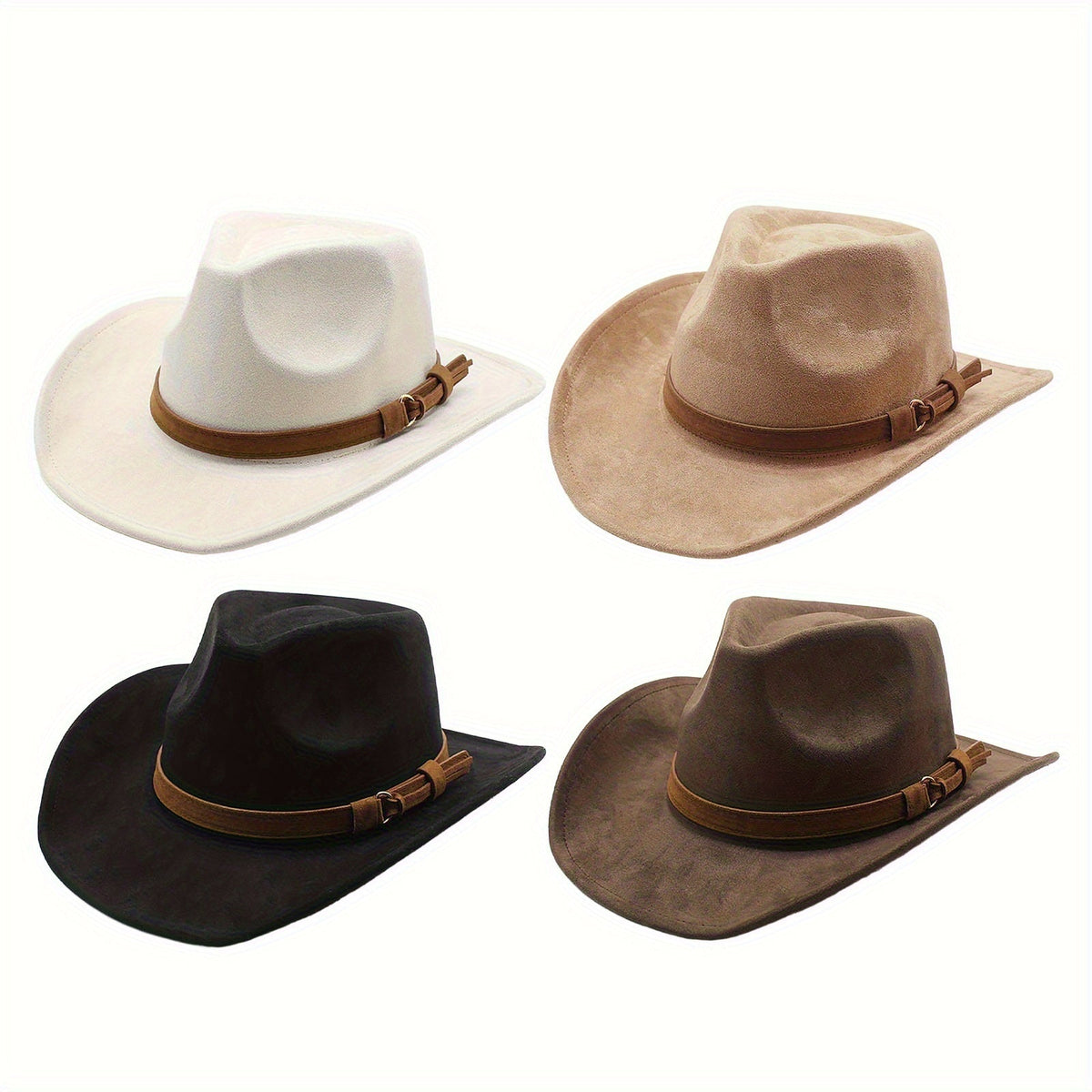 Chapeau de cowboy western rétro à large bord pour hommes et femmes – Chapeau unisexe style Fedora classique pour les voyages décontractés, la plage et les déguisements, disponible en 7 couleurs : marron, noir, kaki, beige, gris, blanc