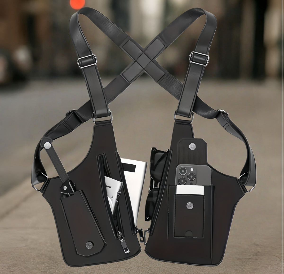 Sac de poitrine vintage pour homme - Sac à dos gilet léger pour l'extérieur avec support de téléphone mains libres pour le cyclisme, la randonnée, la course à pied et le fitness, cadeau pour petit ami, mari, papa