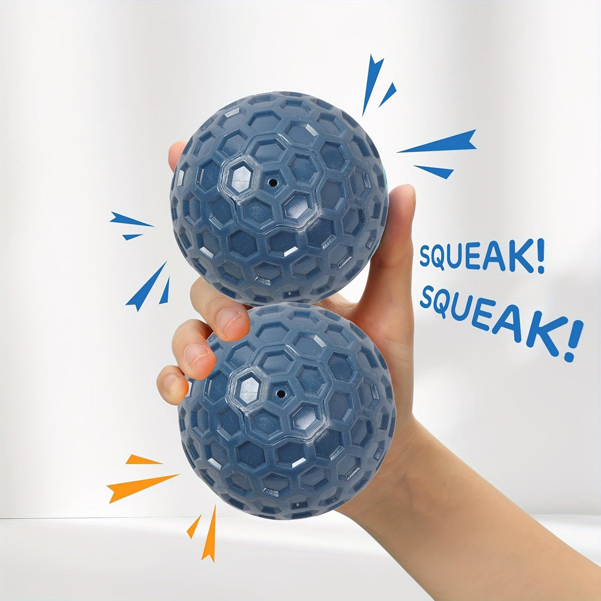 Balle sonore pour chiens de grande taille - Jouet à mâcher ultra-résistant en caoutchouc, nettoie les dents, distributeur de friandises interactif, balle durable pour les mâcheurs agressifs