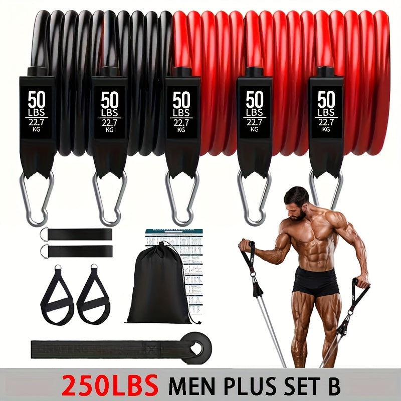 Lot de 5 bandes de résistance 113 kg – Bandes d'exercice ultra-résistantes et anti-casse pour hommes et femmes, extenseurs de musculation pour salle de sport à domicile, yoga, pilates, étirements
