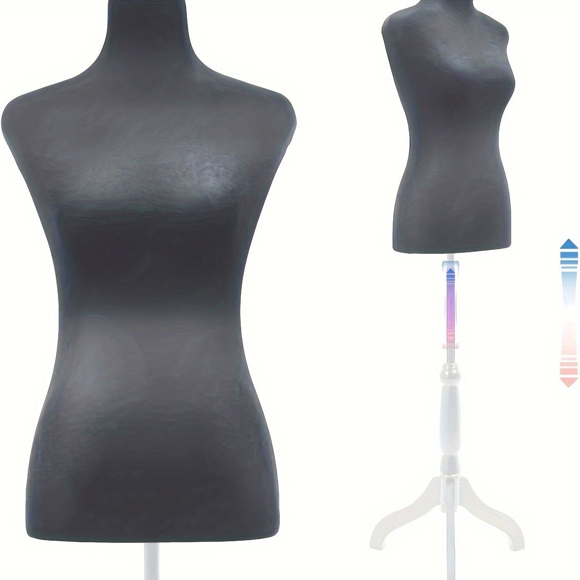 Mannequin de couture avec pied tripode, hauteur réglable de 127 à 160 cm, buste féminin portable pour couture, présentation de vêtements, stylisme et photographie – 4 couleurs disponibles