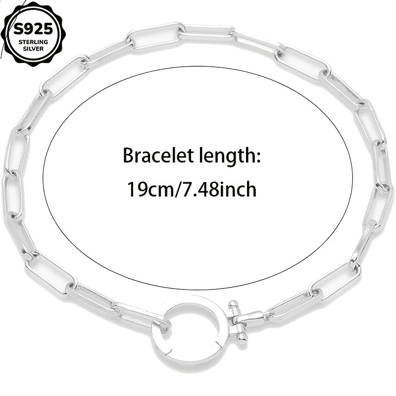 Bracelet maillons Parker en argent sterling 925 pour femme - Chaîne trombone avec boucle iconique, bracelet bohème élégant et luxueux, cadeau pour femme, maman, amie - Saint-Valentin, Noël, anniversaire