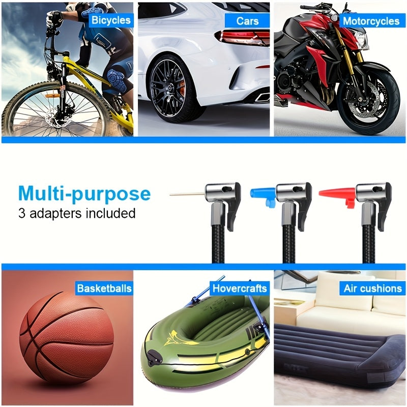 Compresseur d'air portable pour pneus – Pompe à air sans fil 150 PSI avec arrêt automatique, manomètre numérique et lampe LED pour voitures, motos, vélos et ballons, rechargeable