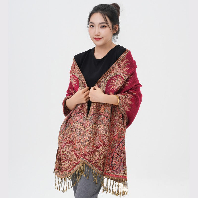 Écharpe pashmina à motif cachemire « queue de phénix » – Châle enveloppant épais et chaud pour femme, tissu doux et luxueux disponible en 17 couleurs éclatantes, polyvalent pour les événements formels, le quotidien et les cadeaux
