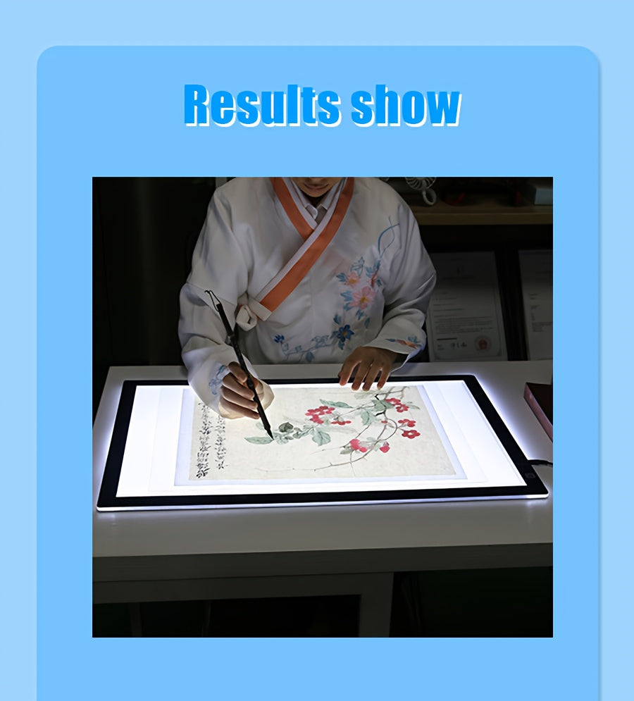 Tablette lumineuse LED pour dessin A2 A3 A4, table à copier ultra-fine à double barre lumineuse avec variateur 3 niveaux et surface sans grille protectrice des yeux pour diamond painting, croquis et dessin