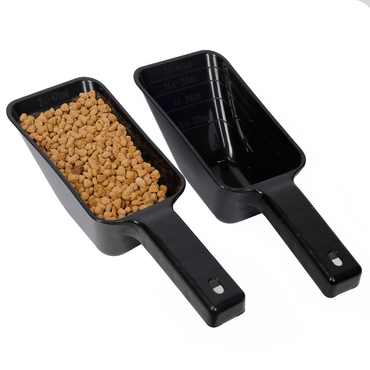 Cuillère doseuse pour nourriture pour animaux avec graduations – Pelle de contrôle des portions en plastique lavable au lave-vaisselle pour chiens et chats, outil de nourrissage précis et portable, 1 ou 2 pièces, noir gris bleu rouge