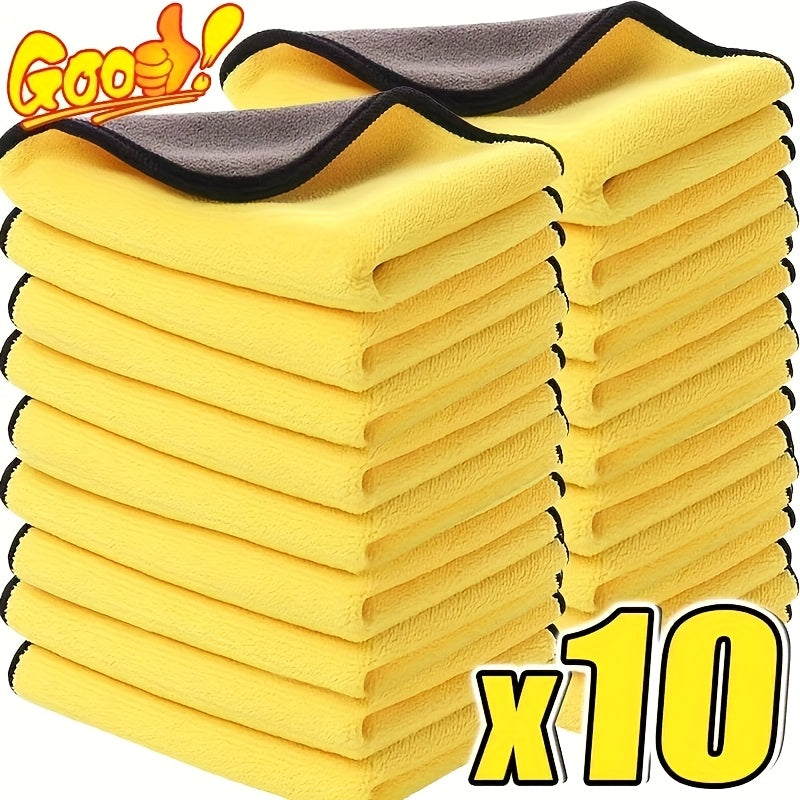 10 serviettes de nettoyage en microfibre pour voiture – Super absorbantes, non pelucheuses, sans traces, chiffons de séchage pour carrosserie, intérieur, vitres et entretien ménager