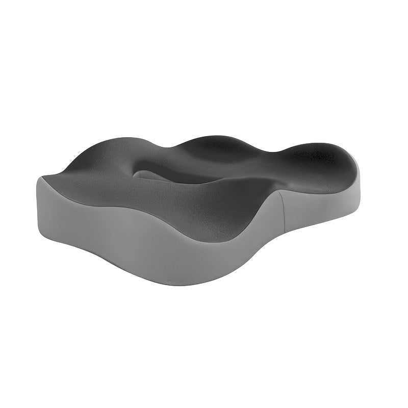 Coussin d'assise ergonomique en mousse à mémoire de forme avec rainure centrale – Soulagement de la pression sur le coccyx, base antidérapante, housse en polyester doux, soutien postural pour chaise de bureau, voiture et maison, blanc/noir
