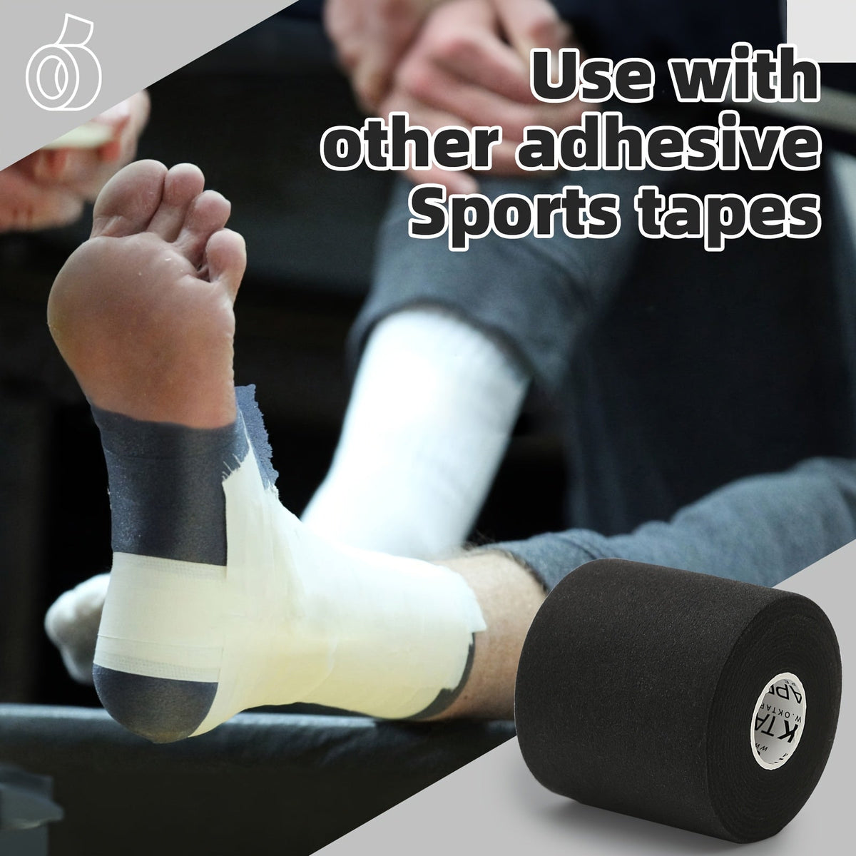 Bande de mousse protectrice (sous-bandage) OK TAPE pour le sport, 4 rouleaux - Protection pour chevilles, poignets, mains et genoux, 7 cm x 27,5 m par rouleau
