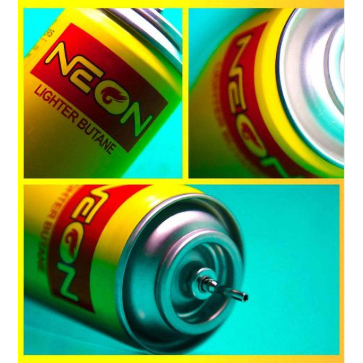 Lot de 3 recharges de gaz butane ultra-raffiné NEON, bombes de 300 ml (10,14 oz) avec 5 embouts adaptateurs – Combustible universel pour briquets rechargeables, chalumeaux et outils à flamme – Bidons jaunes haute performance – Velora