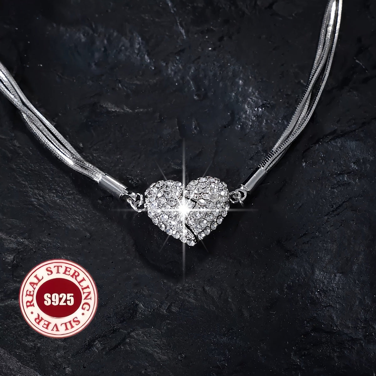 Collier triple rang avec cœur en argent sterling S925 pour femme – Pendentif multicouche hypoallergénique avec pierre de naissance de décembre, bijou classique et élégant pour la Saint-Valentin, les mariages et le quotidien, 40 cm à 60 cm