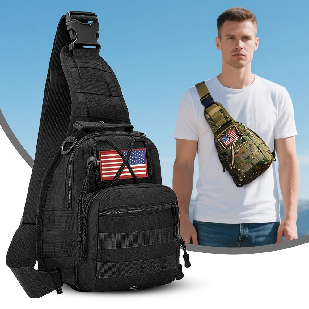 Sac à dos tactique à bandoulière – Sac de jour léger pour le cyclisme, la randonnée, les voyages et l'usage quotidien, plusieurs couleurs avec option de patch drapeau