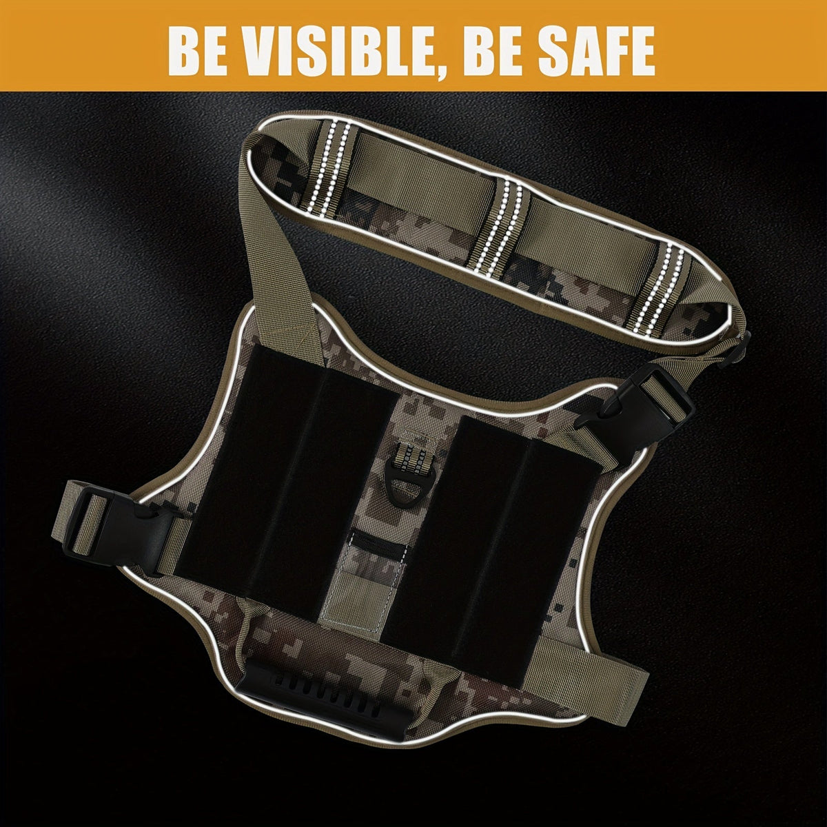 Harnais tactique MOLLE pour chien – Gilet réfléchissant réglable anti-traction pour animal de compagnie avec poignée de contrôle, harnais de dressage pour chien d'assistance, pour une promenade facile sans tirer ni s'étouffer