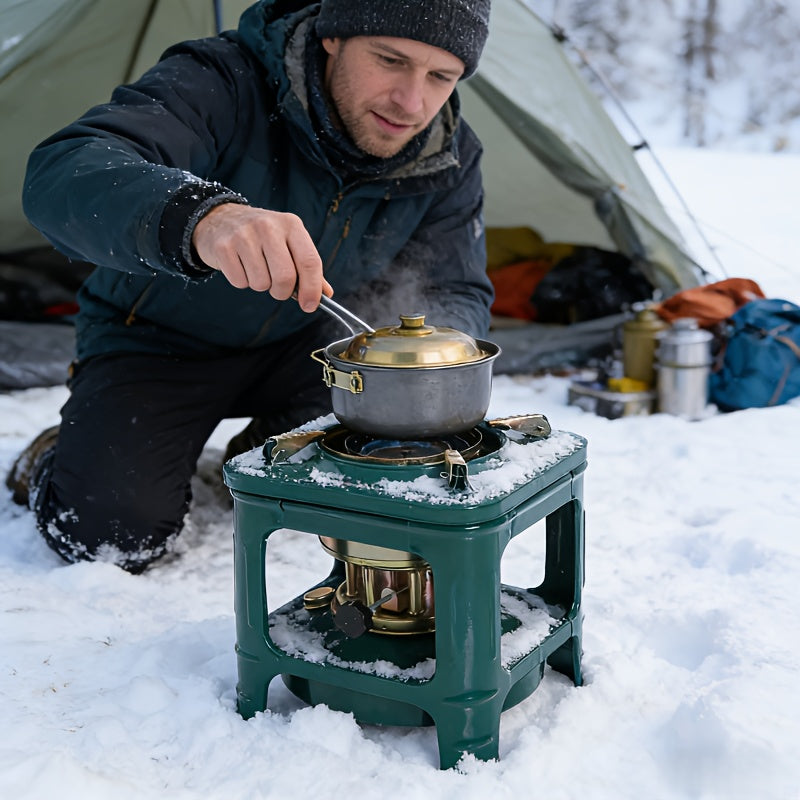 Réchaud de camping portable au kérosène avec brûleur intégré, radiateur et cuiseur à pétrole léger pour l'extérieur avec réglage de flamme pour le camping, les pique-niques et les barbecues