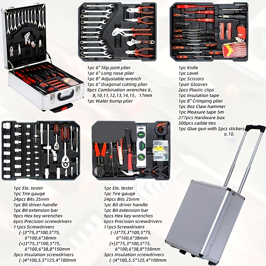 Ensemble d'outils professionnels de 52 pièces pour réparations à domicile et automobile – Kit de boîte à outils portable pour bricoleurs, mécaniciens et professionnels, idée cadeau parfaite