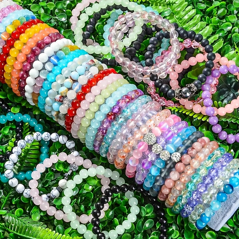 Lot de 30 bracelets bohèmes en perles de verre pour femmes et hommes – Bracelets extensibles multicolores empilables, bijoux bohèmes pour le quotidien, cadeau pour toutes les saisons