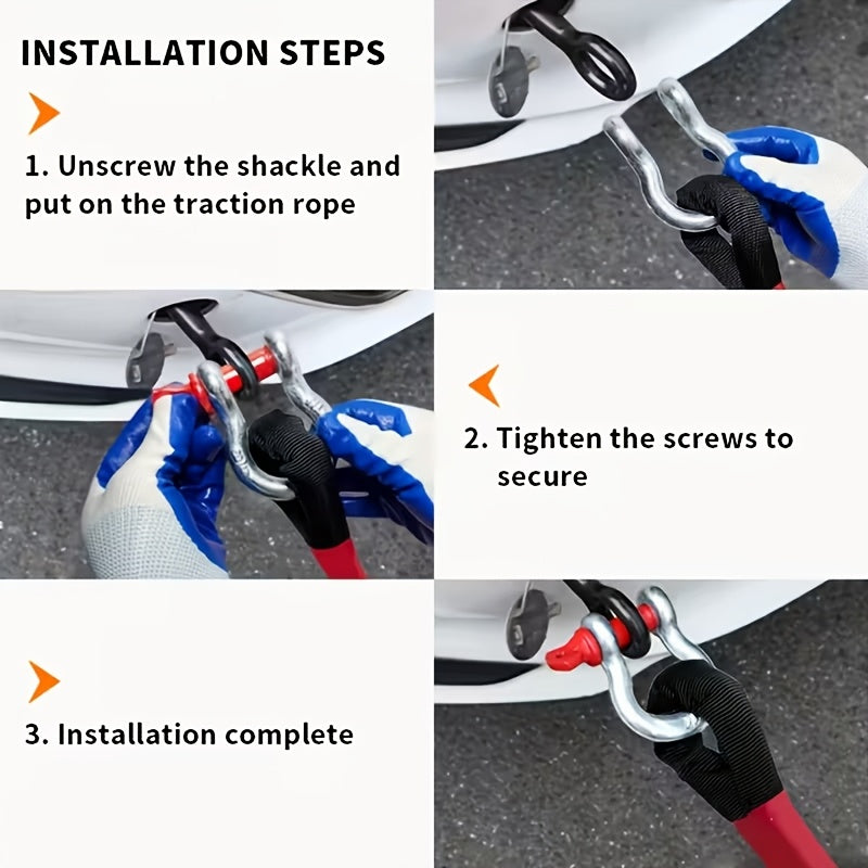 Corde de récupération cinétique 22 tonnes 48501 lbs – Corde de remorquage en nylon robuste avec manilles et sac de rangement pour camion, SUV, UTV, VTT, sauvetage d'urgence tout-terrain