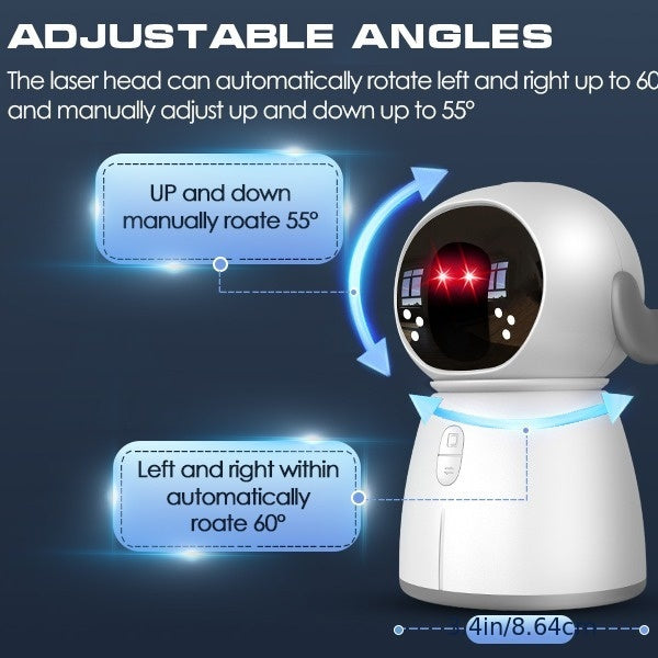 Jouet laser double rechargeable pour chat et chien – Jouet interactif à détection de mouvement automatique avec 3 modes de vitesse, capteur de 4 mètres, tête réglable pour chats, chatons et chiens d'intérieur