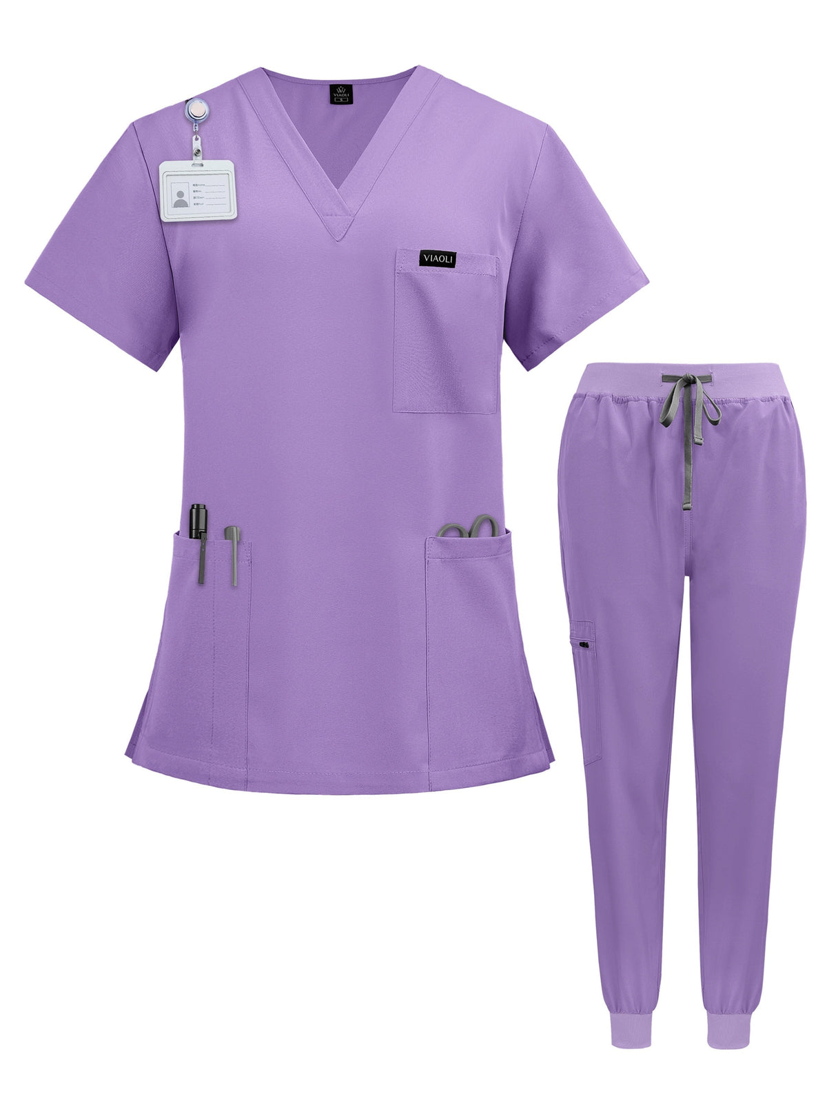 Ensemble d'uniformes médicaux unisexes pour infirmiers, médecins, personnel vétérinaire et dentaire - Vêtements de travail professionnels pour bloc opératoire en tissu extensible confortable - Disponible du S au XXL en 7 couleurs