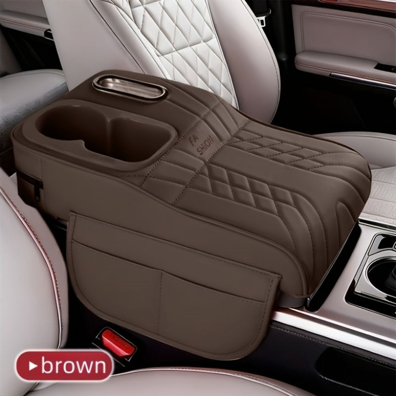 Rehausseur d'accoudoir de console centrale de voiture avec boîte à mouchoirs et porte-gobelet, organisateur de rangement, noir, beige, orange, rouge, marron, pour la plupart des voitures et SUV