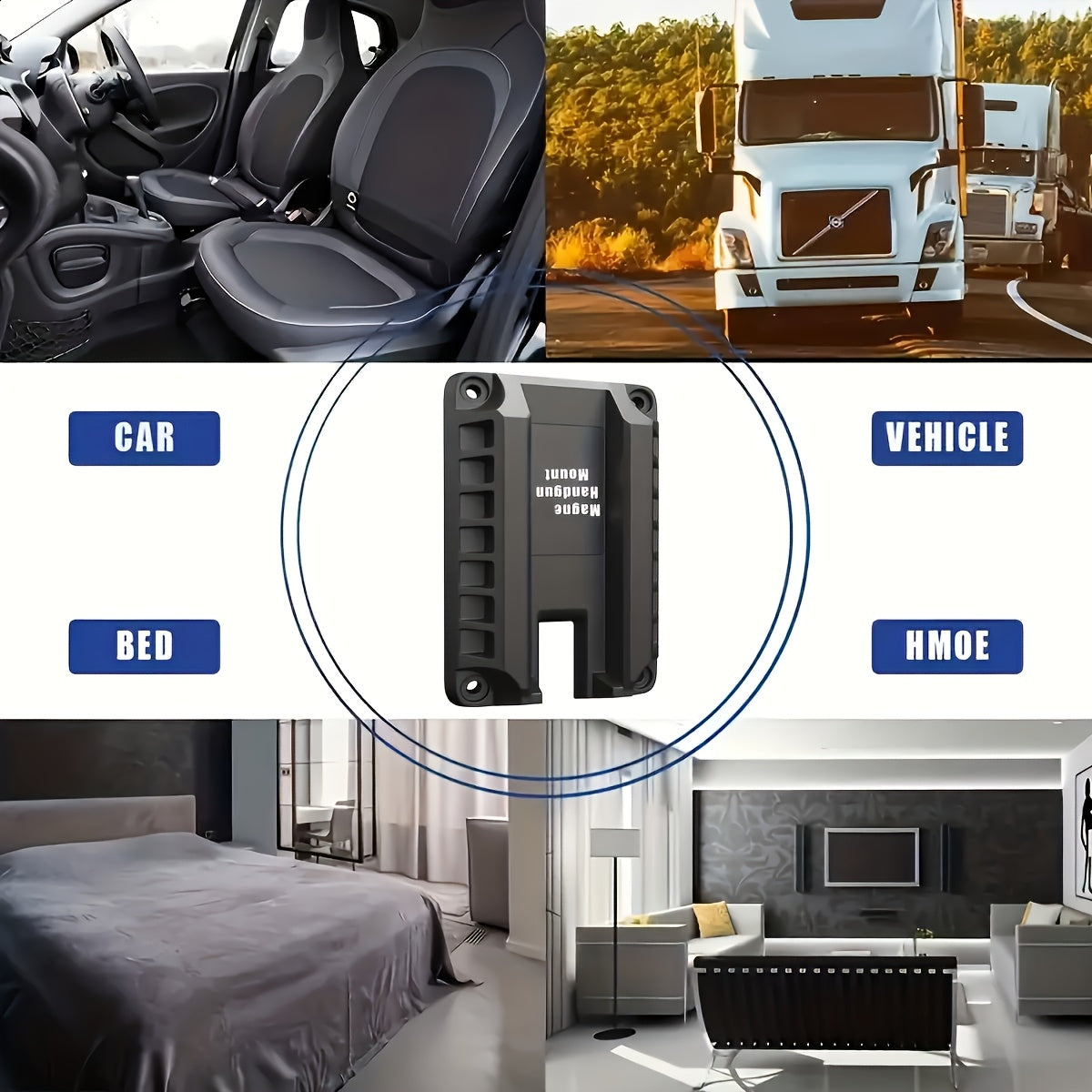 Lot de 2 supports magnétiques dissimulés pour pistolet – Support magnétique puissant pour un accès rapide, idéal pour voiture, camion, SUV, bureau, table de chevet, mur et sous comptoir, support magnétique universel pour arme de poing