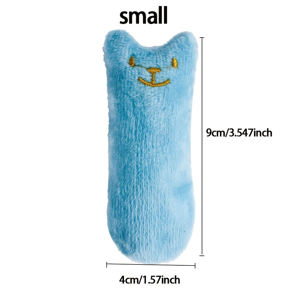 Jouet coussin en peluche couineur pour chat - Jouet kicker rembourré au design interactif avec couineur pour chats et chatons, pour jeu en solo et anti-ennui, sans pile, 6 couleurs : vert, jaune, rose, bleu, café
