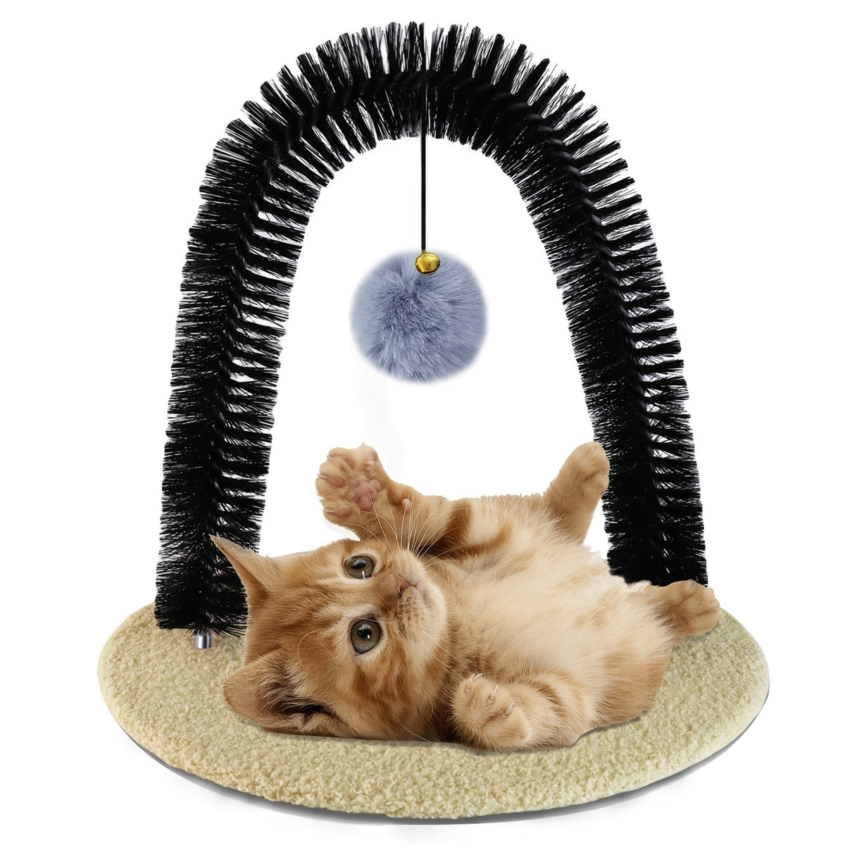 Arche de toilettage pour chat avec griffoir – Brosse de massage interactive pour chats d'intérieur, aide à la mue et soulagement du stress
