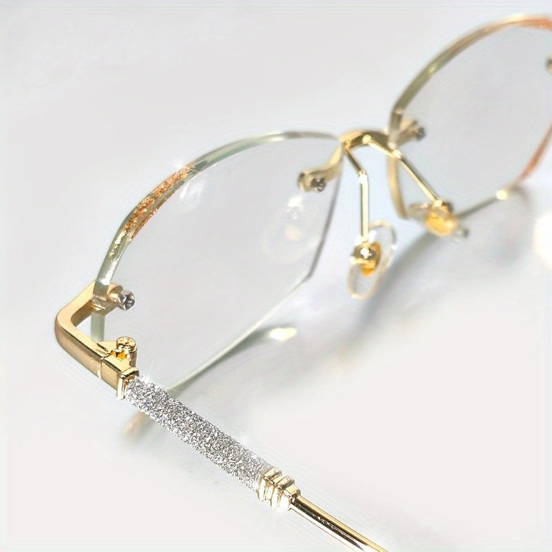 Lot de 2 lunettes de lecture sans monture à effet diamant pour femmes – Verres PC anti-lumière bleue, monture en métal légère, plaquettes de nez flexibles, puissances de +1.0 à +4.0 pour l'ordinateur et la lecture