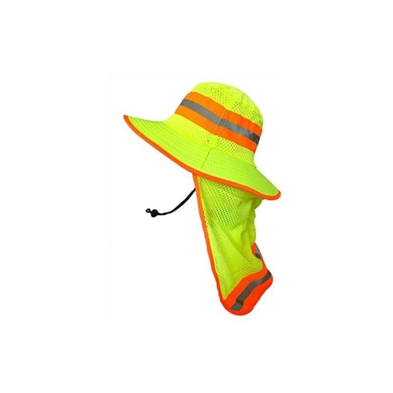 Chapeau de soleil réfléchissant haute visibilité pour homme avec protège-nuque – Bob à large bord, protection UV UPF, maille respirante à séchage rapide, chapeau pour la pêche, la randonnée et le camping en plein air