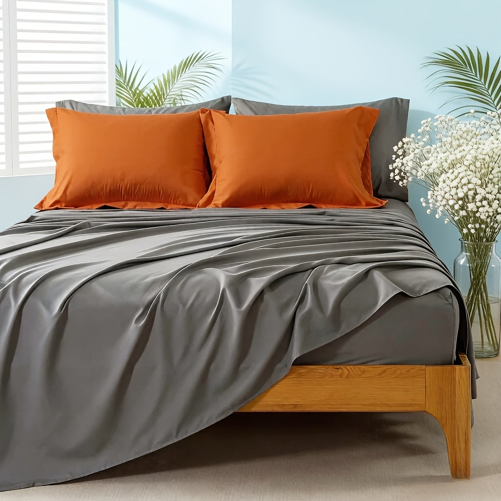 Ensemble de literie 7 pièces pour lit Queen/King – Parure de lit en microfibre douce à plis pincés, comprenant une couette, un drap-housse, un drap plat et 4 taies d'oreiller, ensemble de literie toutes saisons pour la maison et le dortoir