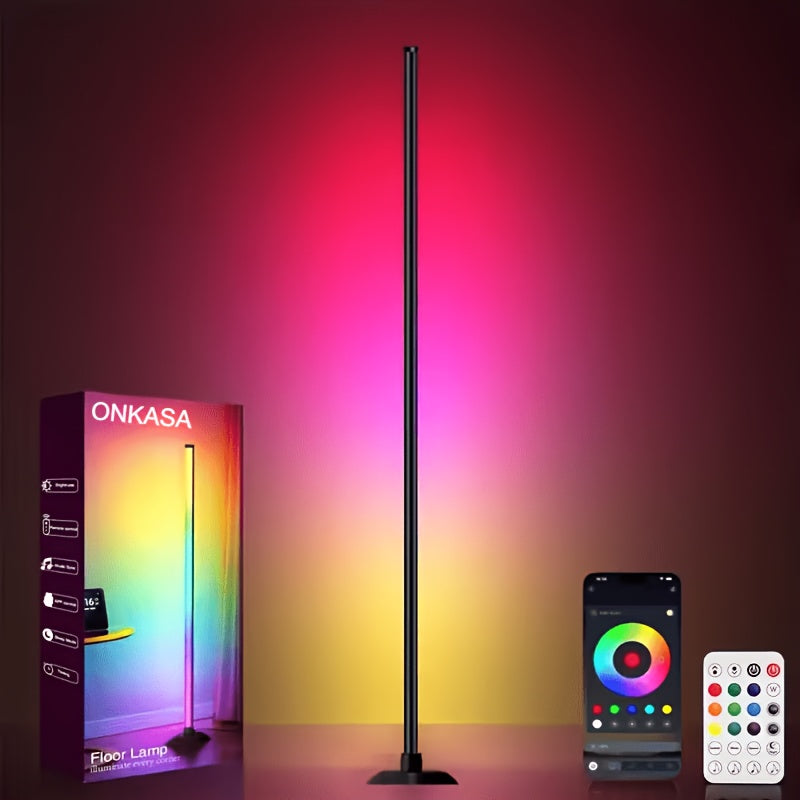Lampadaire LED intelligent RGBIC avec application et télécommande, éclairage d'ambiance à changement de couleur pour salon, chambre, salle de jeux, bureau, décoration intérieure, cadeau d'anniversaire ou de Noël