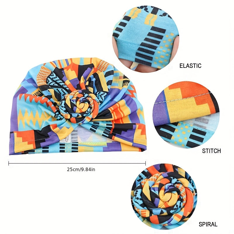 Lot de 5 turbans africains pour femmes – Bonnets bohèmes pré-noués avec nœuds multicolores pour le quotidien, les fêtes, les mariages et les occasions spéciales