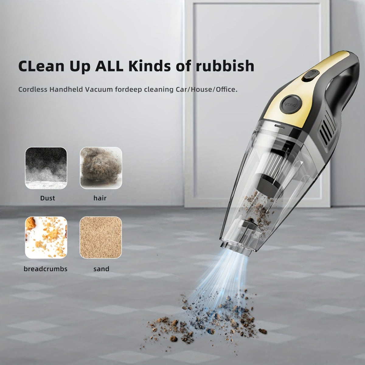 Aspirateur à main rechargeable sans fil – Aspiration puissante de 6 kPa, 40 dB silencieux, mini aspirateur portable pour poils d'animaux, voiture, clavier, nettoyage de bureau et maison avec suceur plat