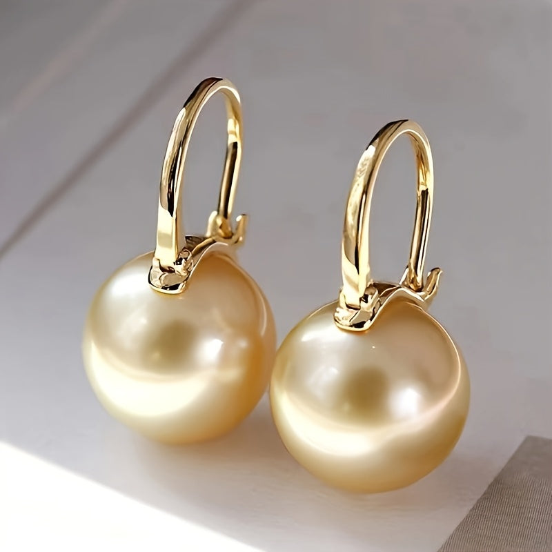 Boucles d'oreilles pendantes en argent sterling 925 avec perles pour femmes – Design rond rétro et élégant, hypoallergéniques, légères, parfaites pour le quotidien, les fêtes et les cadeaux