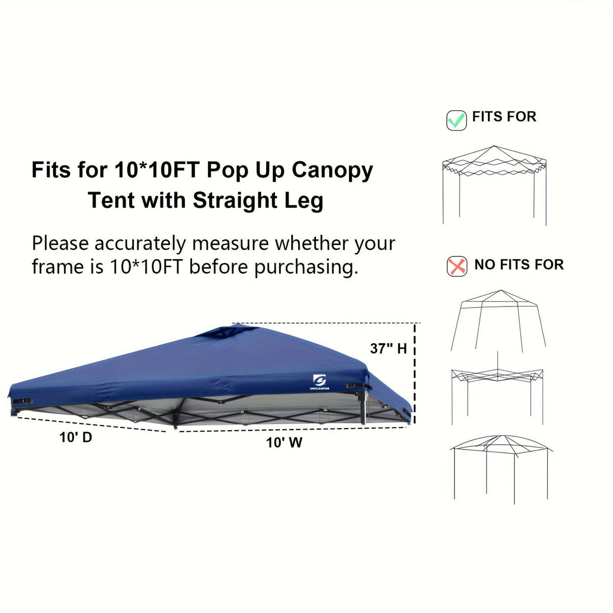 Toile de remplacement pour tonnelle pliante 3x3 m avec aération – Toile imperméable et résistante aux UV pour tentes à pieds droits, abri solaire toutes saisons pour jardin, terrasse et camping, 11 couleurs (toile seule)