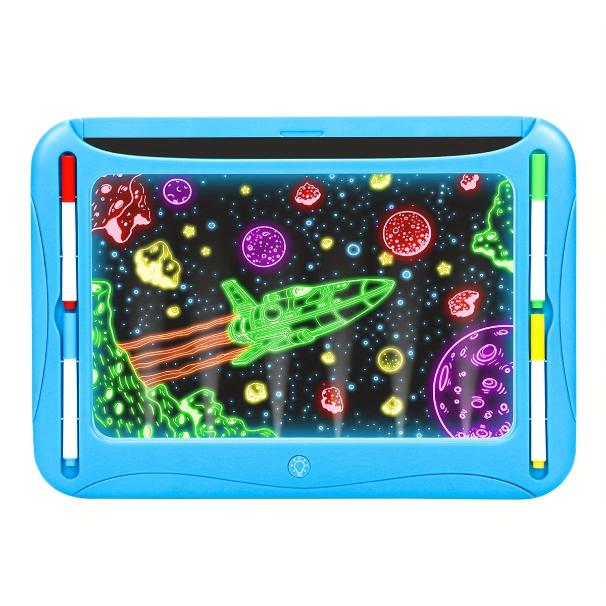 Tablette à dessin lumineuse LED pour enfants de 3 à 8 ans – Kit d’art phosphorescent avec 9 cartes recto-verso et 6 marqueurs, jouet éducatif de voyage, cadeau d'anniversaire et de Noël pour filles et garçons