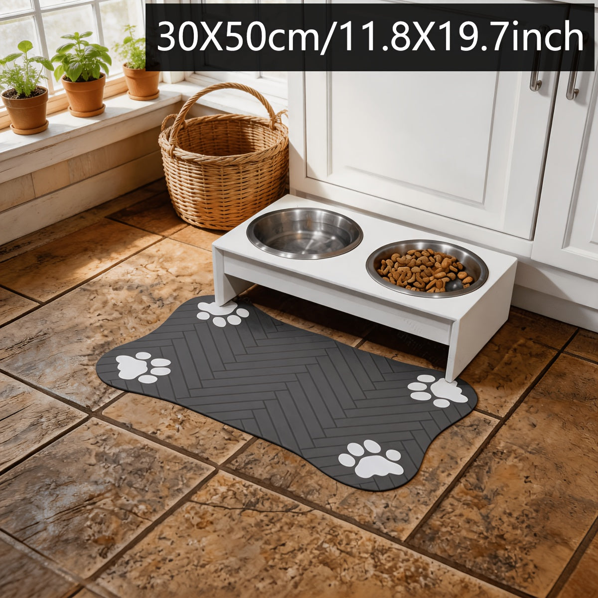 Tapis de nourrissage antidérapant et absorbant pour chiens et chats - Set de table imperméable de forme irrégulière, tapis de sol souple et lavable pouvant servir de couchage