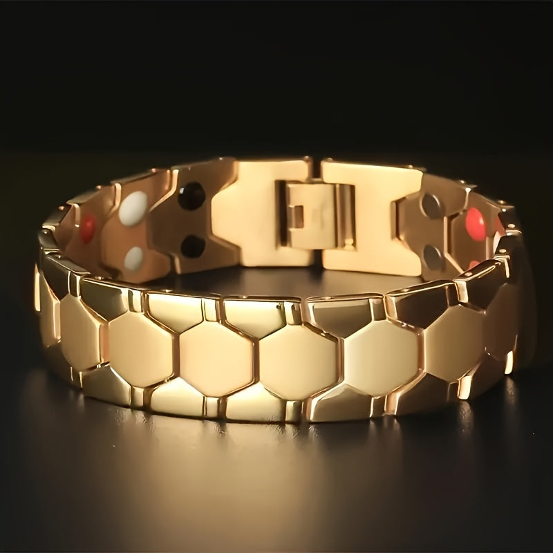 Bracelet hexagonal large en alliage de titane pour hommes, lot de 2 – Bracelet hypoallergénique et résistant à l'eau avec fermoir à ressort, accessoire de mode pour homme, disponible en noir, argent et or